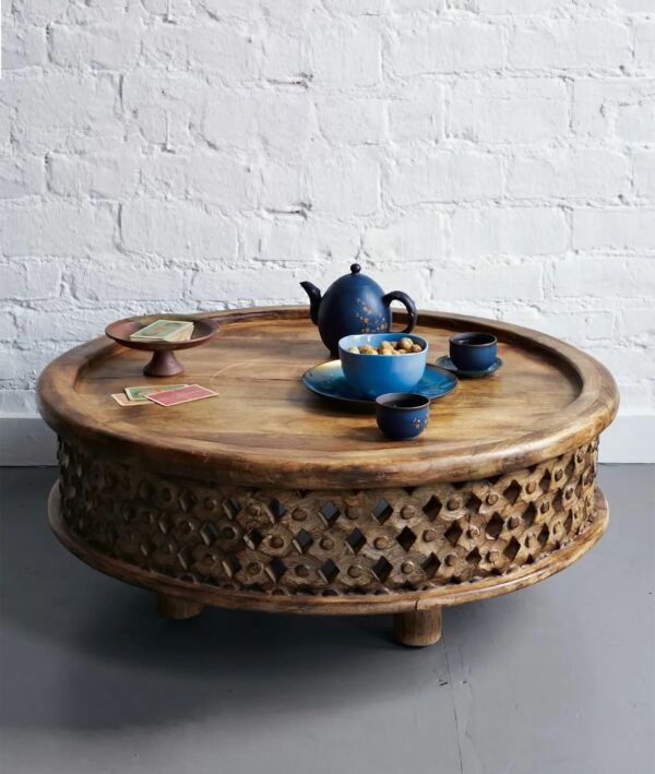 Carved Wooden Coffee Table - Image 4