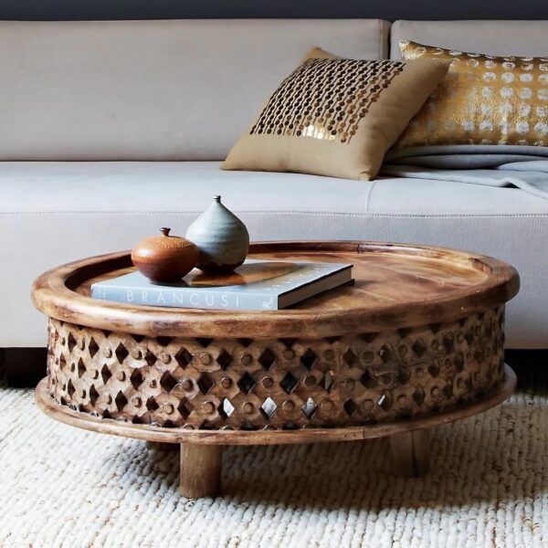 Carved Wooden Coffee Table - Image 2